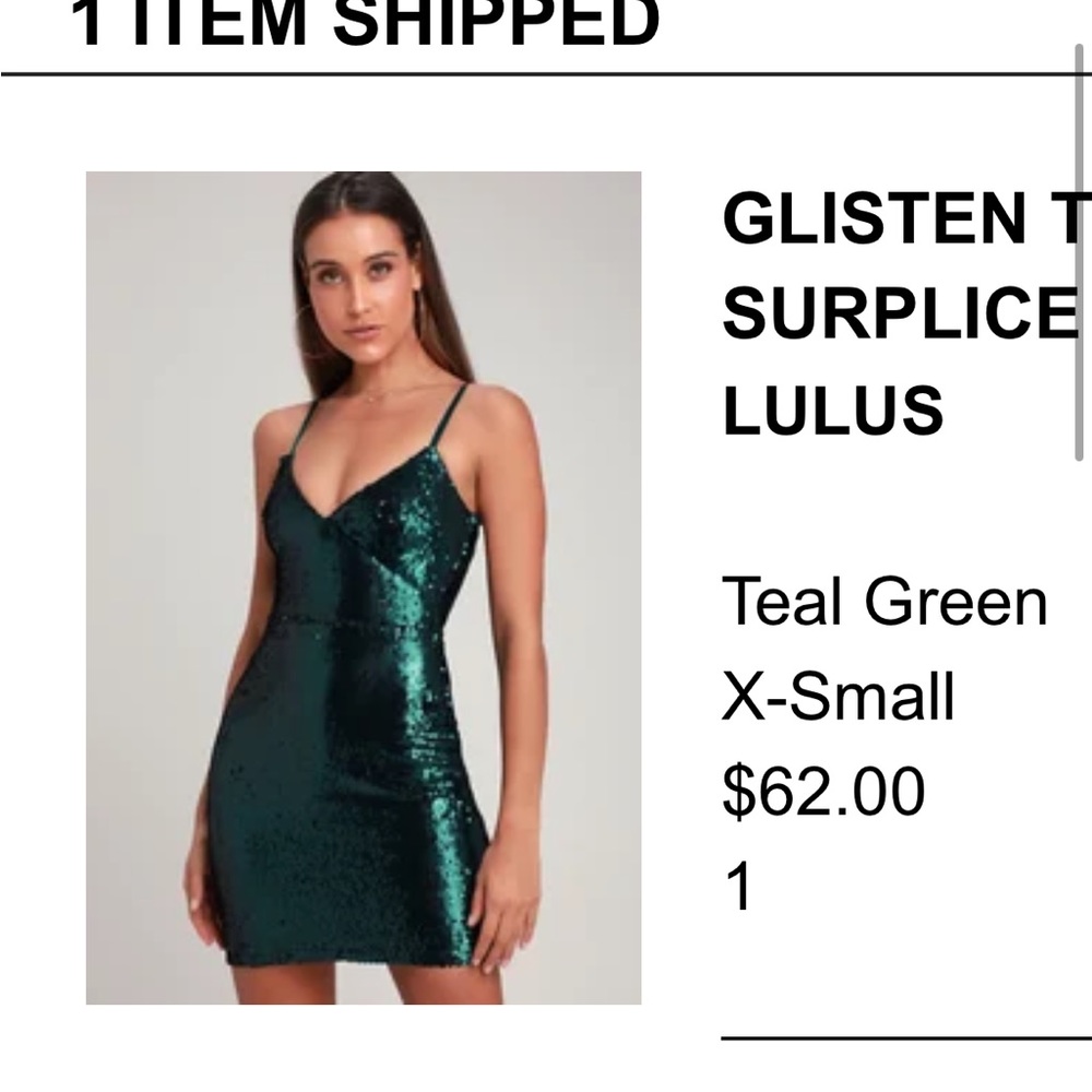 Emerald Green Lulus mini sequin dress XS